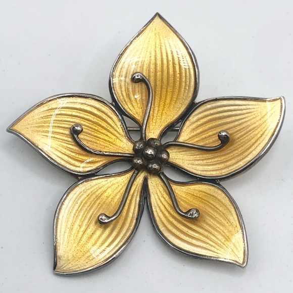 E Dragsted Sterling Silver Denmark Enamel Vintage Brooch Pin